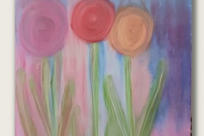Drei Blumen in der Abenddämmerung